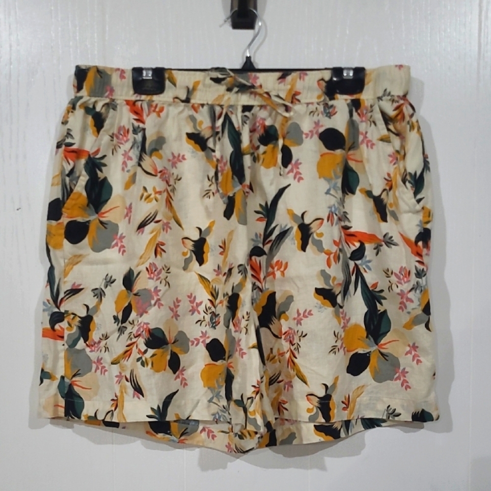 Rachel Zoe Womens Linen Tropical Print Shorts Size 1X
